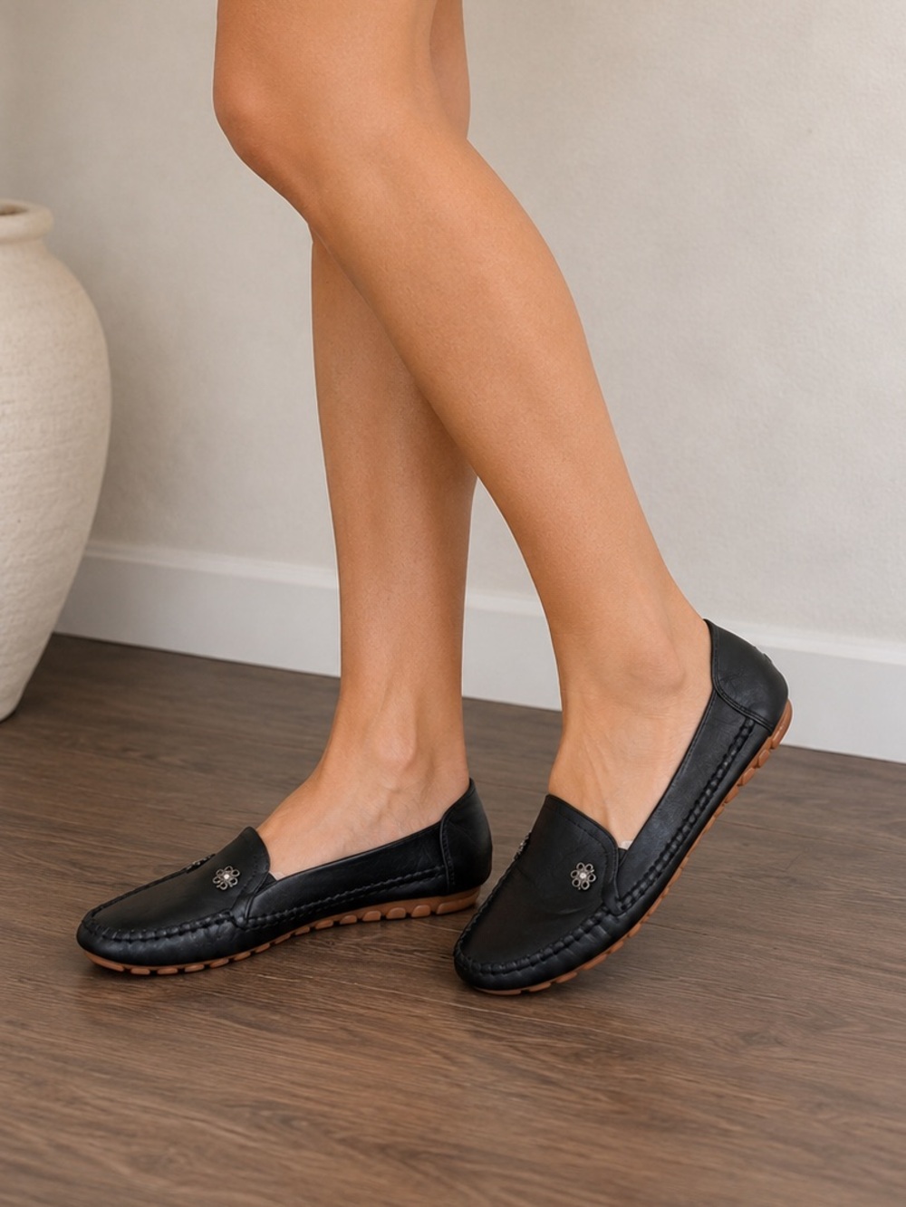 Black Moccasin Loafers Women’s Size 38 Slip On Comfort Flats